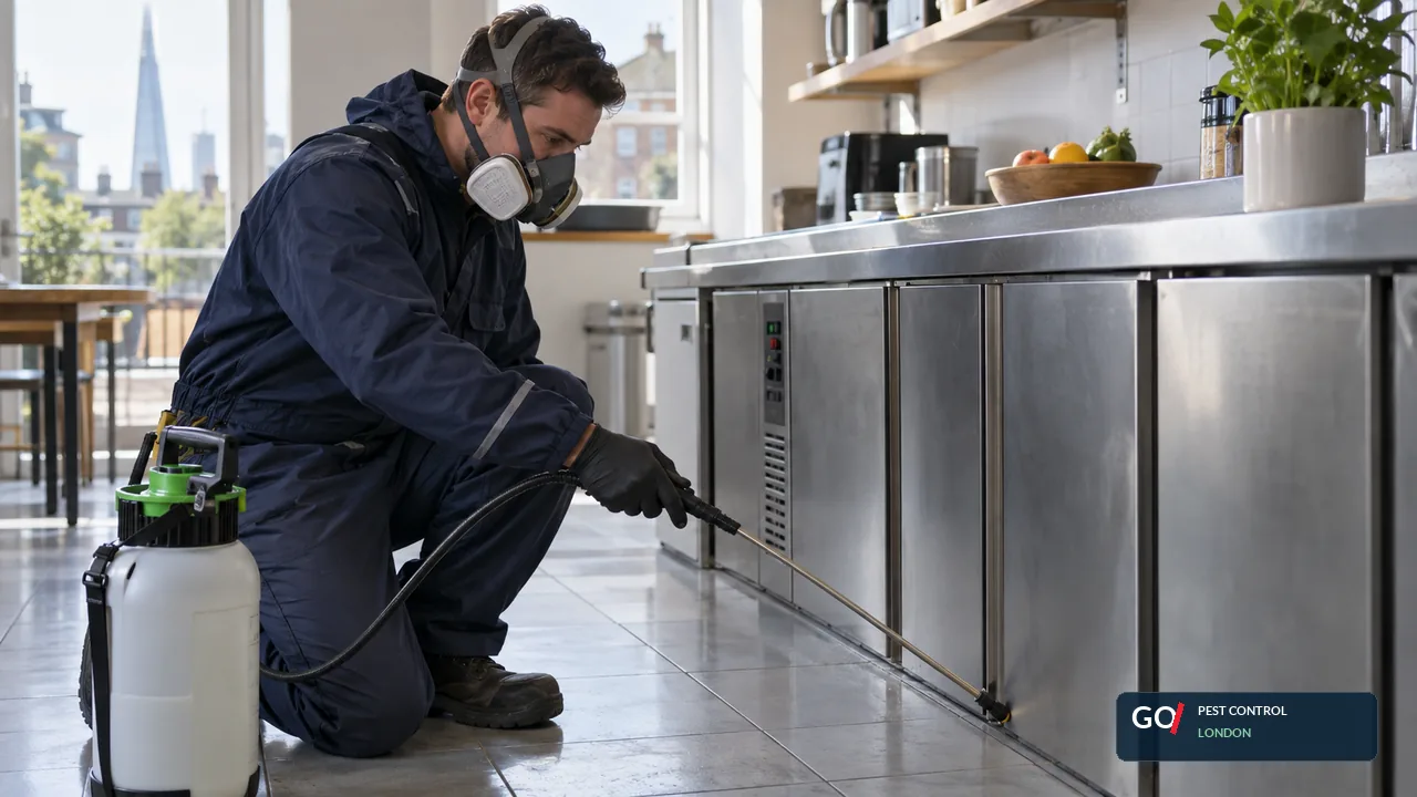 Pest control technician attending a property in Whetstone