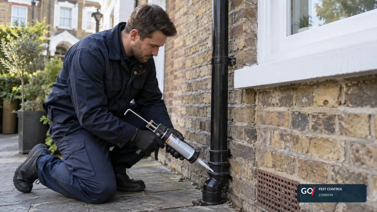 Pest control technician attending a property in Putney