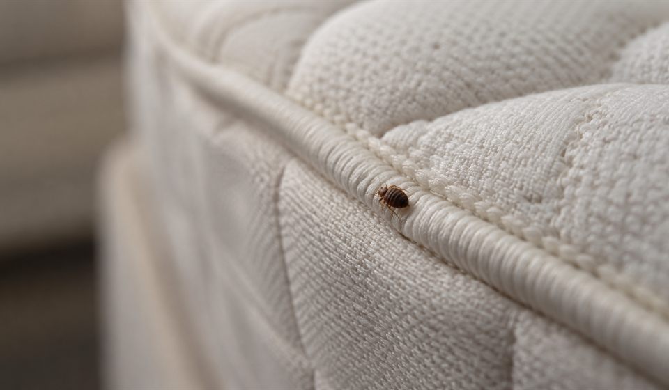 Bed bug on a mattress seam